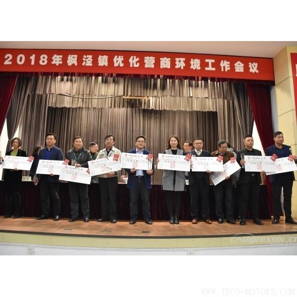 【壓縮機】漢鐘精機和德耐爾在楓涇鎮2018年優化營商環境工作會議上獲獎 - TECO東元電機 | 變頻器·伺服電機·減速機·電機解決方案