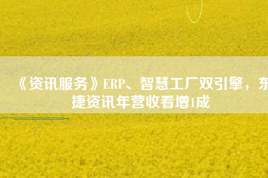 《資訊服務》ERP、智慧工廠雙引擎，東捷資訊年營收看增1成