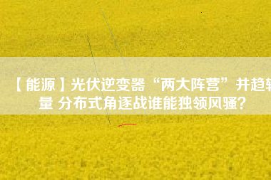 【能源】光伏逆變器“兩大陣營”并趨較量 分布式角逐戰誰能獨領風騷？