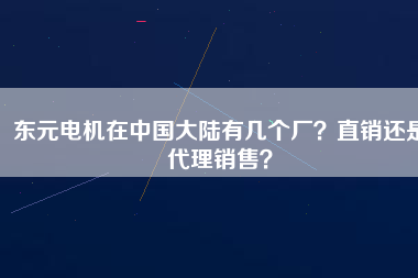 東元電機在中國大陸有幾個廠？直銷還是代理銷售？