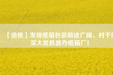 【造紙】發現紙箱包裝前途廣闊，村干部買大批機器辦紙箱廠！