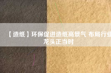 【造紙】環(huán)保促進(jìn)造紙高景氣 布局行業(yè)龍頭正當(dāng)時