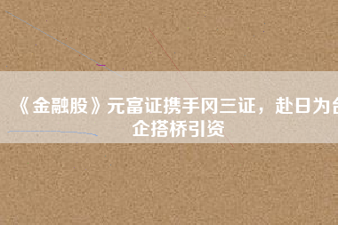 《金融股》元富證攜手岡三證，赴日為臺企搭橋引資