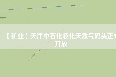 【礦業】天津中石化液化天然氣碼頭正式開放