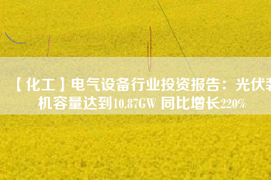 【化工】電氣設(shè)備行業(yè)投資報告：光伏裝機(jī)容量達(dá)到10.87GW 同比增長220%