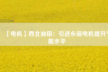 【電機】西北油田：引進永磁電機提升節能水平 - TECO東元電機 | 變頻器·伺服電機·減速機·電機解決方案
