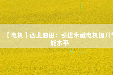 【電機】西北油田：引進永磁電機提升節能水平 - TECO東元電機 | 變頻器·伺服電機·減速機·電機解決方案