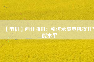 【電機】西北油田：引進永磁電機提升節能水平 - TECO東元電機 | 變頻器·伺服電機·減速機·電機解決方案