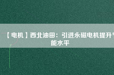 【電機】西北油田：引進永磁電機提升節能水平 - TECO東元電機 | 變頻器·伺服電機·減速機·電機解決方案