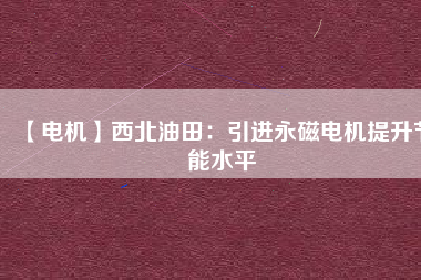 【電機】西北油田：引進永磁電機提升節能水平 - TECO東元電機 | 變頻器·伺服電機·減速機·電機解決方案