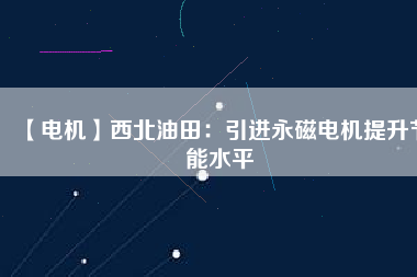 【電機】西北油田：引進永磁電機提升節能水平 - TECO東元電機 | 變頻器·伺服電機·減速機·電機解決方案