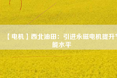 【電機】西北油田：引進永磁電機提升節能水平 - TECO東元電機 | 變頻器·伺服電機·減速機·電機解決方案