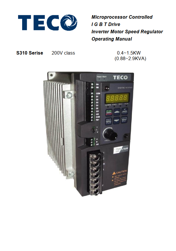 TECO東元變頻器S310資料下載|簡易手冊(cè)V03(英文)